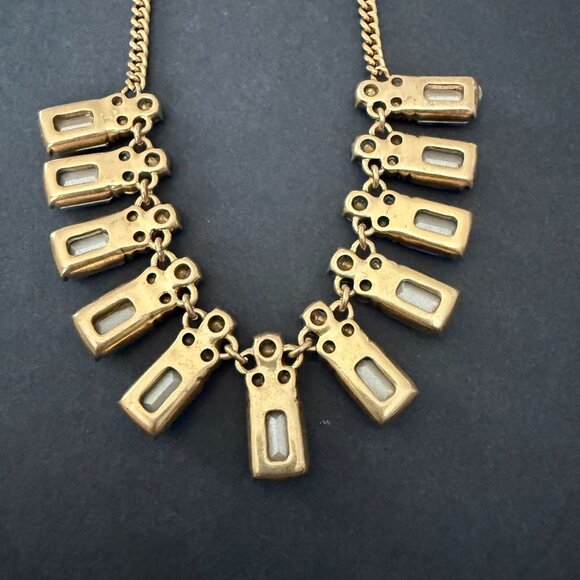 J Crew Statement Necklace Iridescent Blue Turquoise Crystal Stones Gold Adjustab - Picture 9 of 16